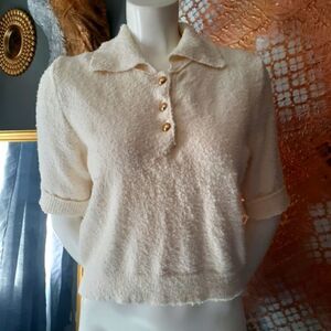 NWT Zara Cotton Blend Collared Sweater